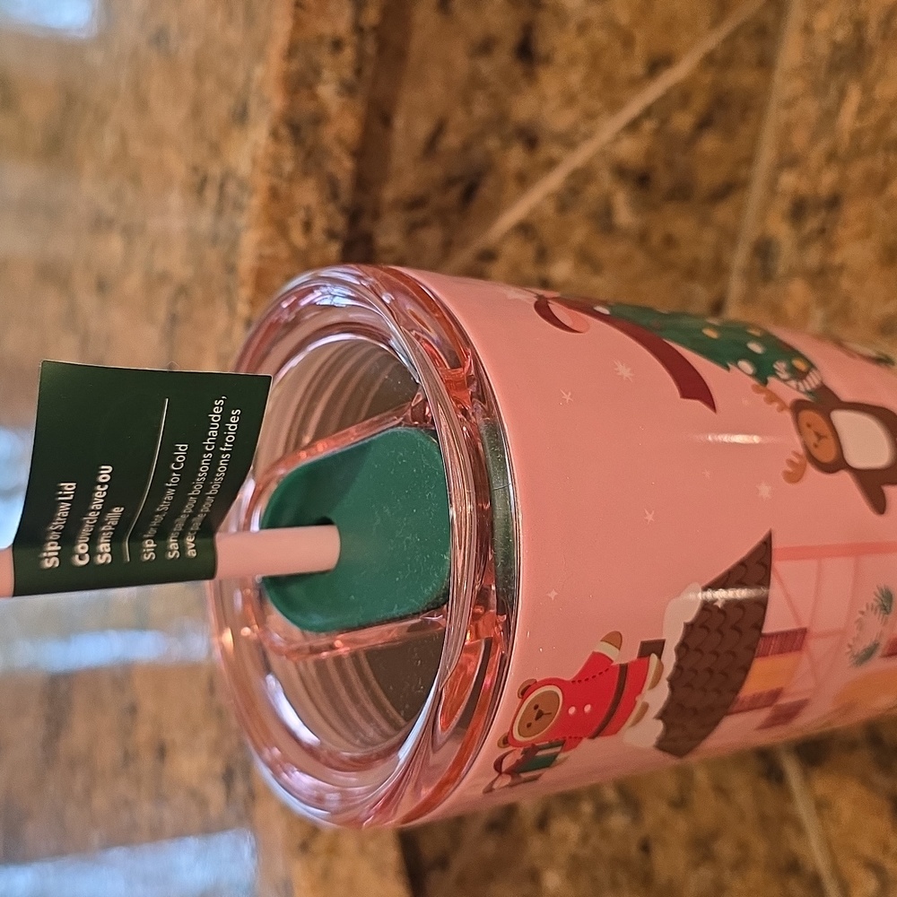 NWT Starbucks Holiday 2025 Pink Bear 24 OZ Tumbler - Picture 3 of 6